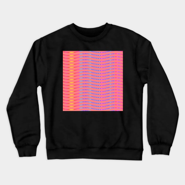 Wavy Lines Rainbow on Pink Crewneck Sweatshirt by ArtticArlo